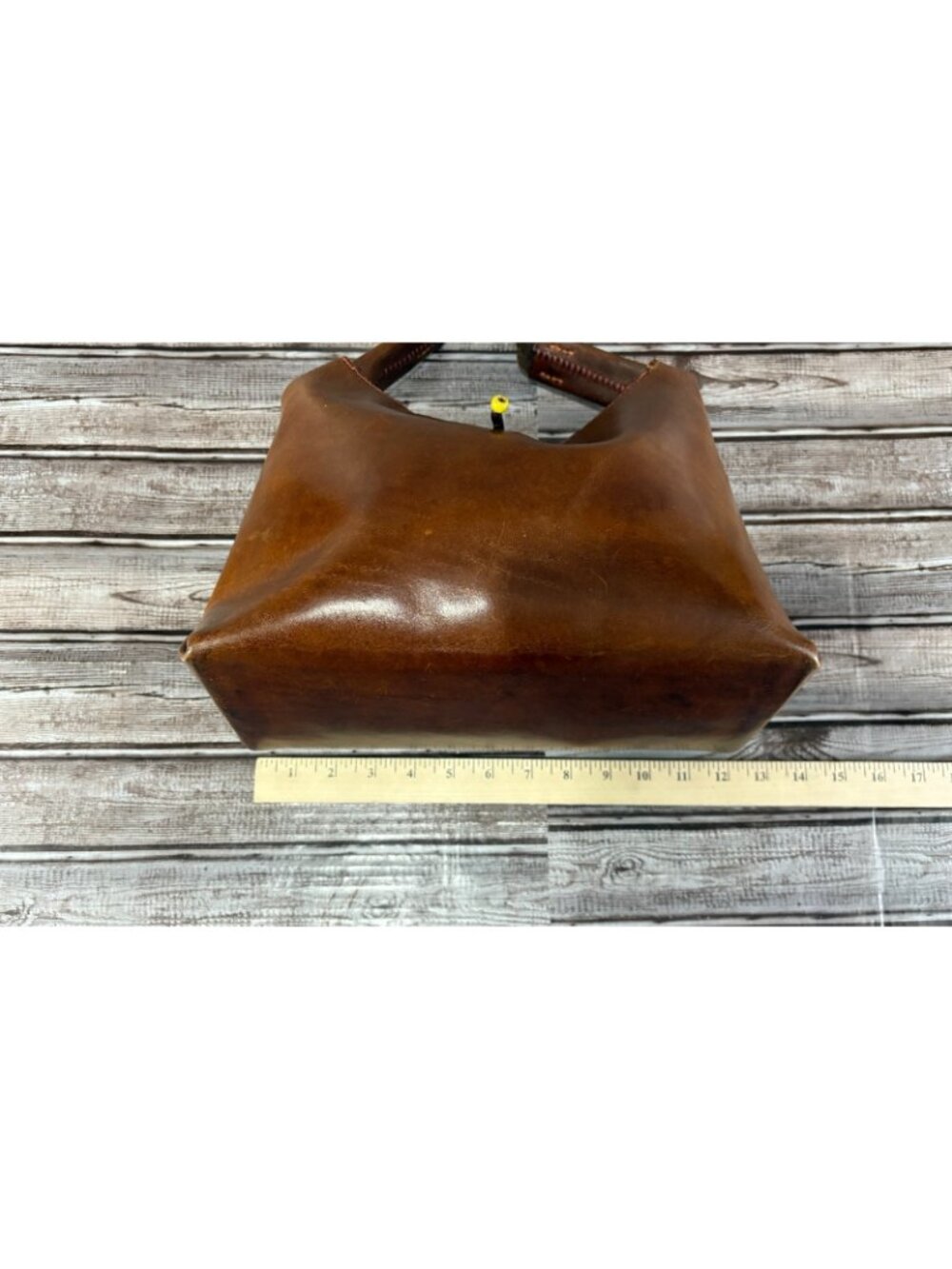 Henry Cuir Leather zip Tote Bag color Brown made in Italy - Picture 3 of 9